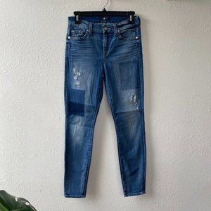 7 for All Mankind Denim Patchwork Graft Ankle Skinny